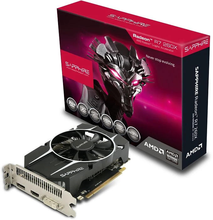 Sapphire Radeon R7 260X OC, 2GB GDDR5, DVI, HDMI, DP, lite retail