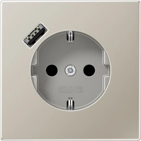 Jung SCHUKO-Steckdose mit USB-Ladegerät Safety+, edelstahl