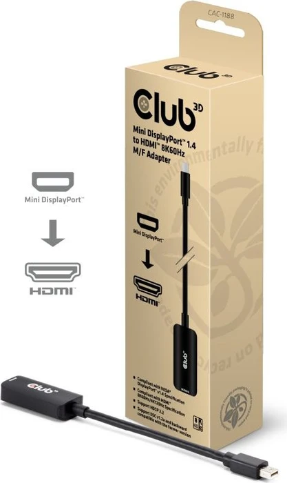 Club 3D Mini DisplayPort 1.4 [Stecker} auf HDMI [Buchse]