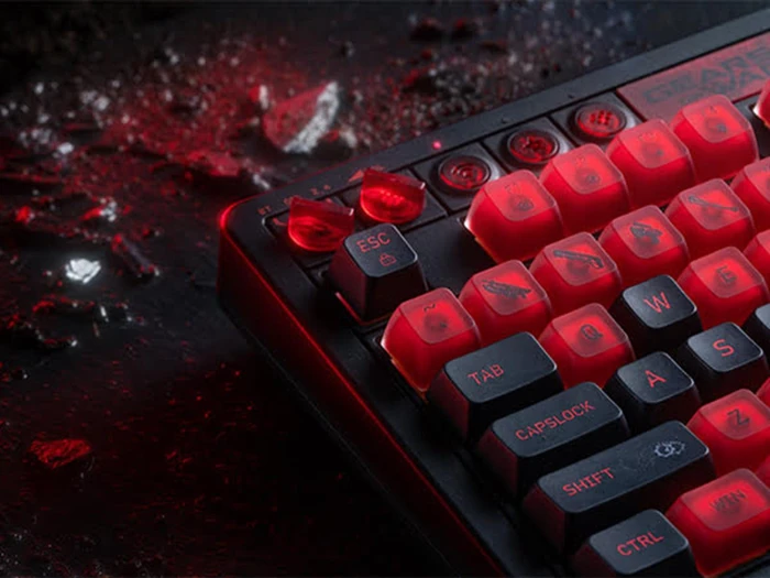 8BitDo Retro 87 Mechanical Keyboard - Gears of War E-Day Edition, Clear Blue, Cloud Gray Linear, USB/Bluetooth, US