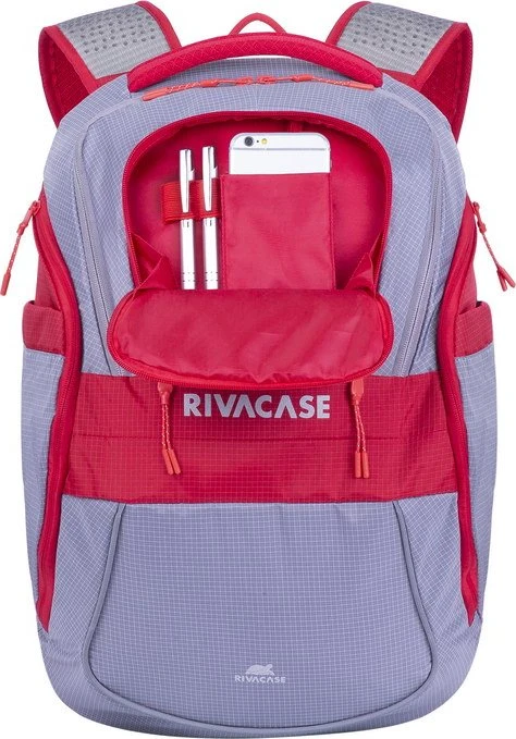 RivaCase 5225 Mercantour ECO 15.6" Laptop-Rucksack, grau/rot