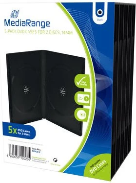 MediaRange DVD-Hülle für 2 Discs, schwarz, 5er Pack