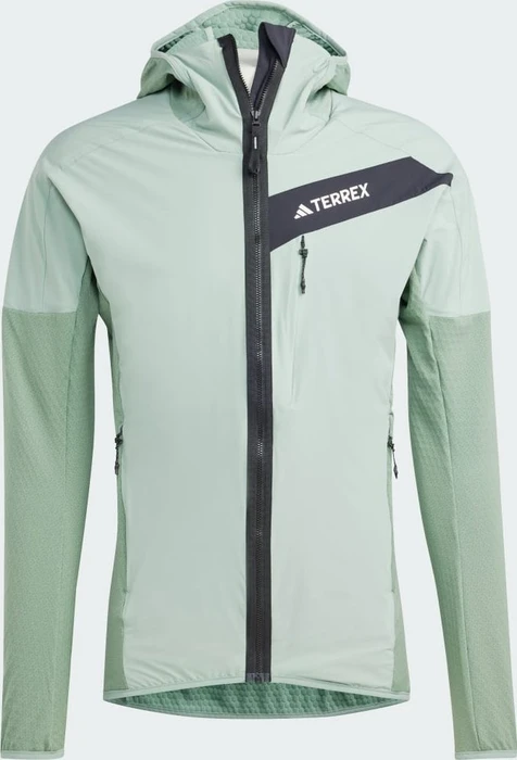 adidas Terrex Techrock Hooded Wind Fleece Jacke silver green (Herren)