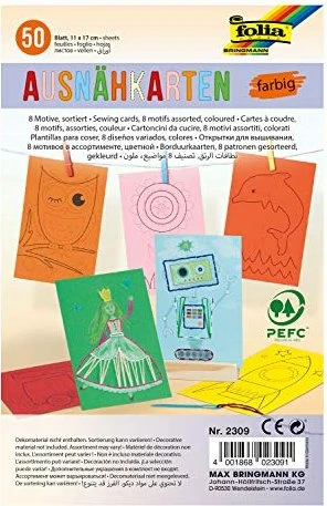 Folia Ausnähkarten farbig 50 Stück (verschiedene Farben)