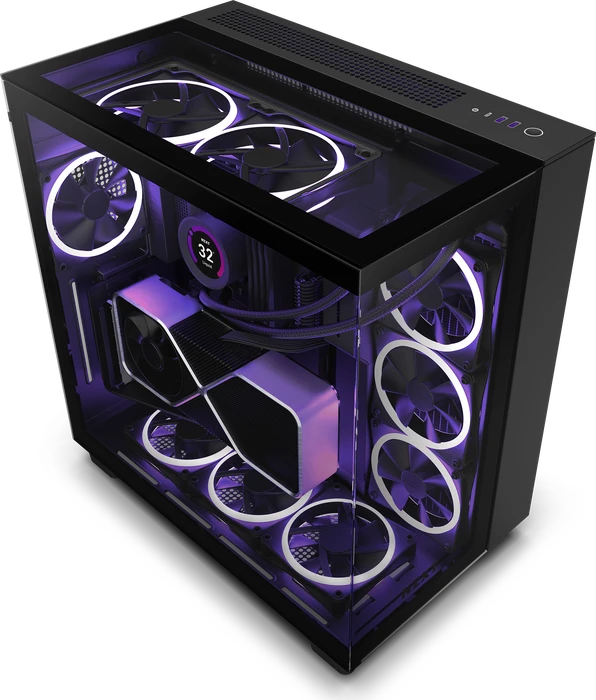 NZXT H9 Elite Black, schwarz, Glasfenster