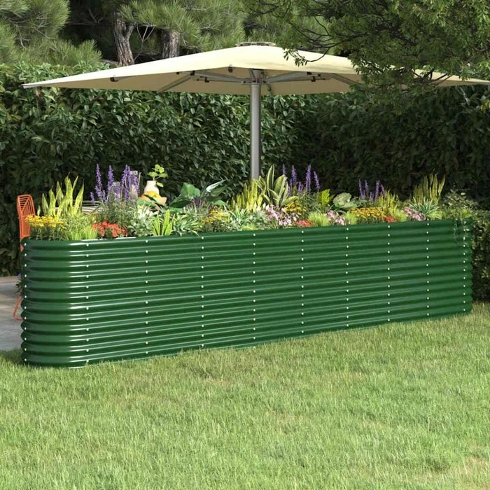 vidaXL Stahl Hochbeet oval 322x40cm grün