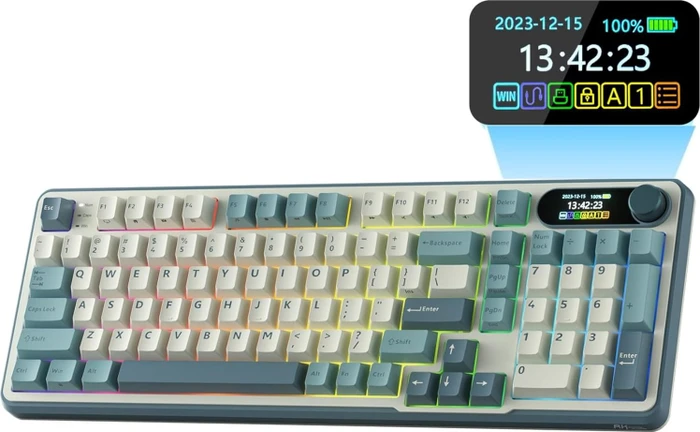 RK Royal Kludge S98, Sky Blue, 96%, hot-swap, RK Linear Cream, USB/Bluetooth, US