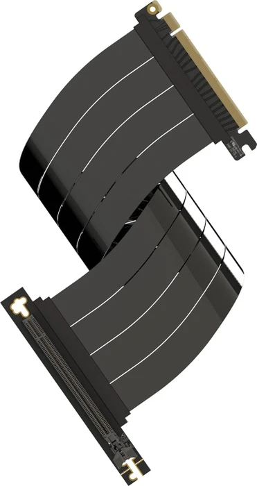 LinkUP AVA5 Riser Kabel, rechts gerichtet, gewinkelt, PCIe 5.0, 400mm, schwarz