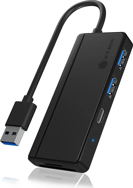 RaidSonic Icy Box IB-HUB1423CR-U3, USB-Hub, Dual-Slot-Cardreader, USB-A 3.0 [Stecker]