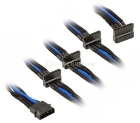 SilverStone SATA-Stromadapter 4-Pin [IDE] auf 4x 15-Pin [SATA] 30cm, sleeved schwarz/blau (SST-PP07-BTSBA / 40118)