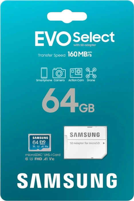 Samsung EVO Select R160 64GB Kit, UHS-I U1, A1, Class 10