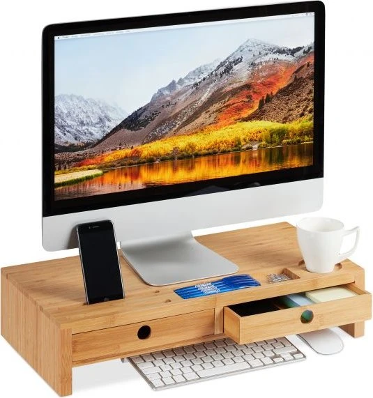 Relaxdays Monitorständer mit 2 Schubladen