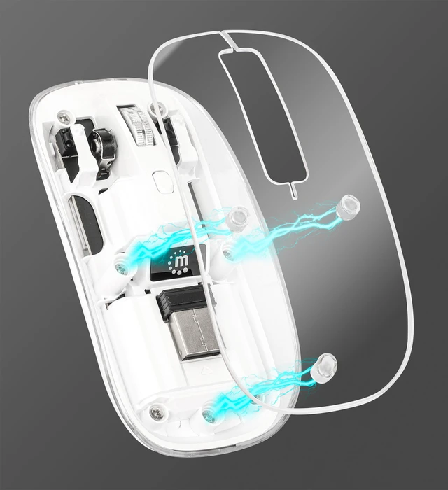 Manhattan Transparent Rechargeable Wireless Mouse, transparent/weiß, USB