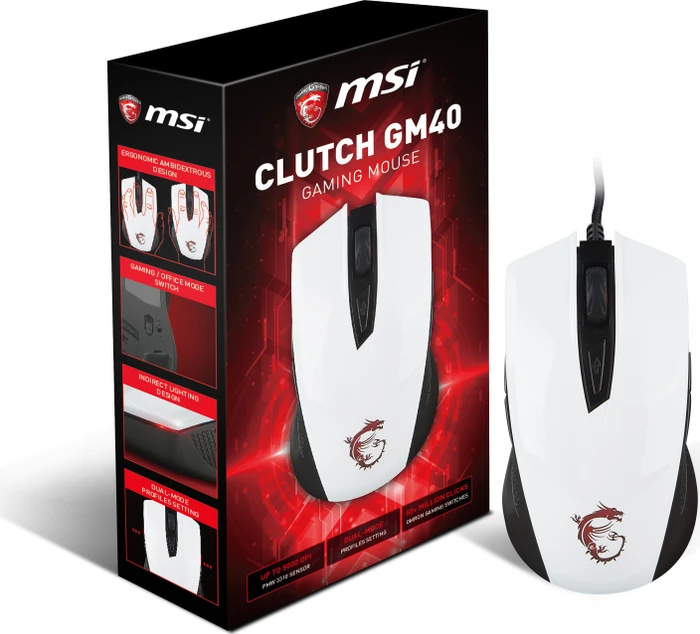MSI Clutch GM40 Gaming Mouse weiß, USB