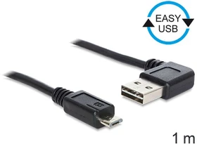 DeLOCK EASY-USB 2.0 Kabel, USB-A 90° horizontal gewinkelt [Stecker] auf Micro-B [Stecker], 1m (83382)