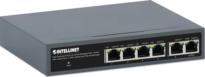 Intellinet Desktop Gigabit Smart Switch, 6x RJ-45, 60W PoE+
