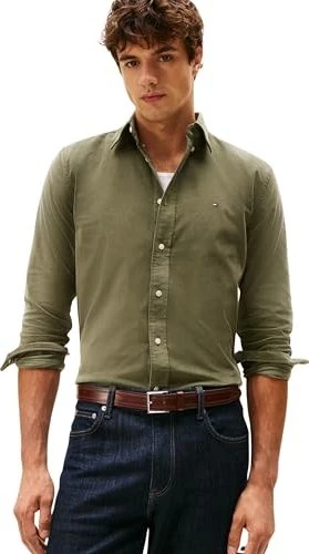 Tommy Hilfiger Regular Fit Cord Flag-Stickerei Hemd langarm battle green (Herren)