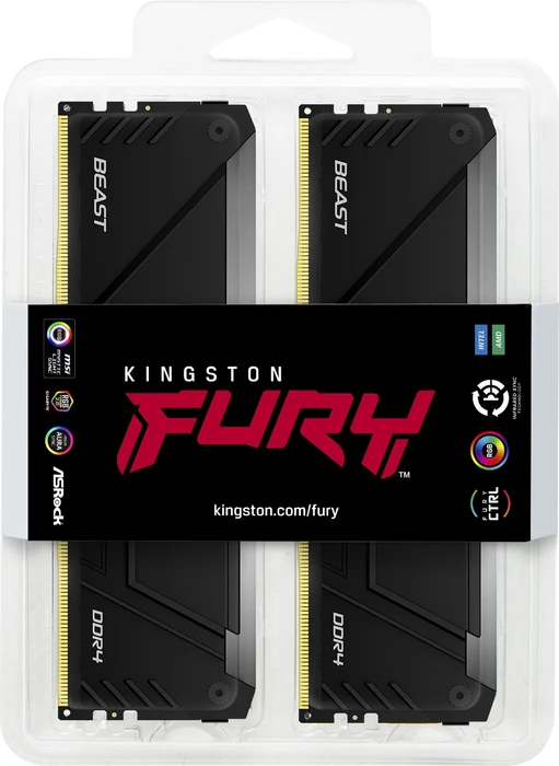 Kingston FURY Beast RGB UDIMM 32GB Kit, DDR4-3600, CL18-22-22, 1RX8