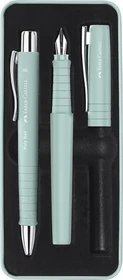 Faber-Castell Poly Ball/Pen Füllfeder und Kugelschreiber Geschenk-Set, caribic blue, im Metall-Etui, 2 Stück