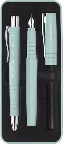 Faber-Castell Poly Ball/Pen Füllfeder und Kugelschreiber Geschenk-Set, caribic blue, im Metall-Etui, 2 Stück