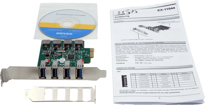 Exsys 4x USB-A 3.0, PCIe 2.0 x1