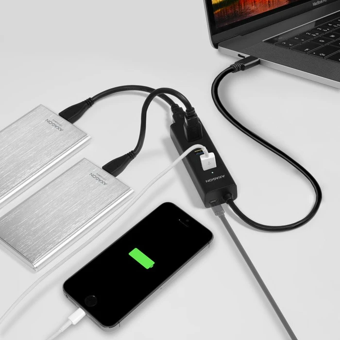 Axagon USB-Hub, 4x USB-A 3.0, USB-C 3.0 [Stecker]