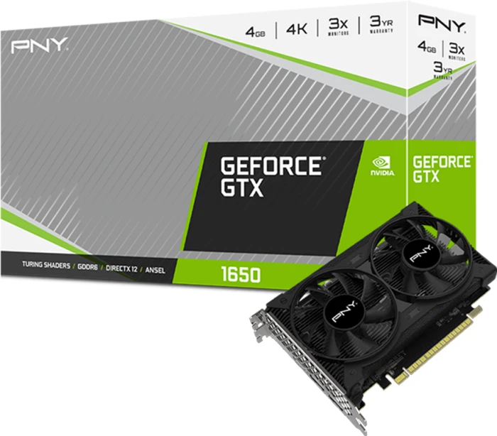 PNY GeForce GTX 1650 Dual Fan, 4GB GDDR6, HDMI, 2x DP