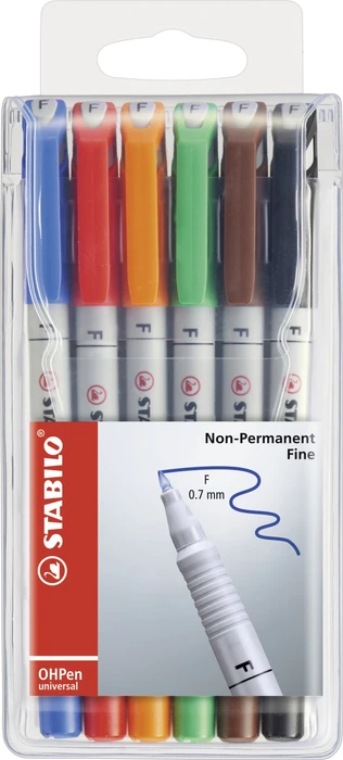 STABILO OHPen universal wasserlöslich F sortiert, 6er-Set