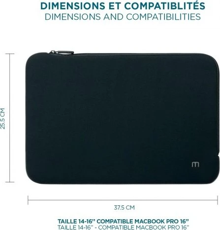 Mobilis Skin 14-16" Sleeve Notebook-Hülle, schwarz/grau