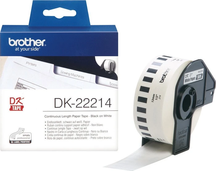 Brother Endlosetiketten DK-22214, 12mm, 30.5m, weiß/schwarz