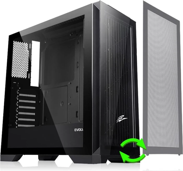 Evolveo Ptero Q2G Black, inkl. austauschbares Frontpanel, Glasfenster