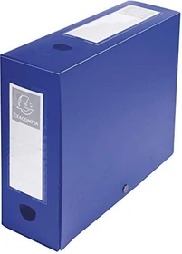 Exacompta Archivbox Kunststoff blickdicht mit Druckknopf 100mm, A4, blau, 10er-Pack