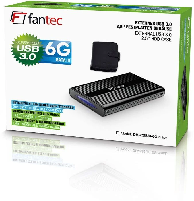 Fantec DB-228U3-6G schwarz, USB 3.0 Micro-B