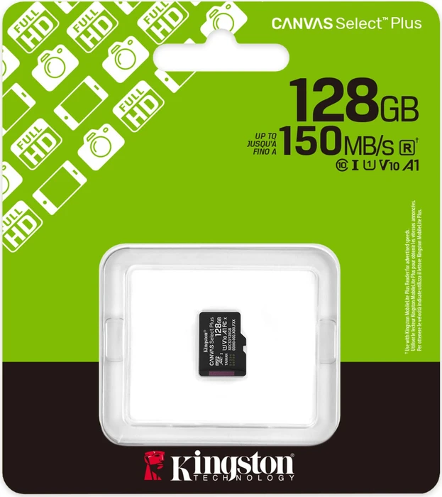 Kingston Canvas Select Plus Gen3 R150 128GB, UHS-I U1, A1, Class 10