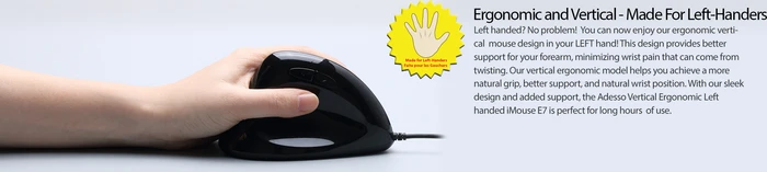 Adesso iMouse E7 Vertical Ergonomic Programmable Mouse schwarz, Linkshänder, USB