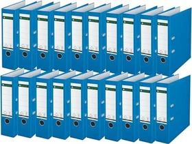 Leitz Qualitäts Ordner 2-Ring 180° Plastik, 80mm, A4, hellblau, 20er-Pack
