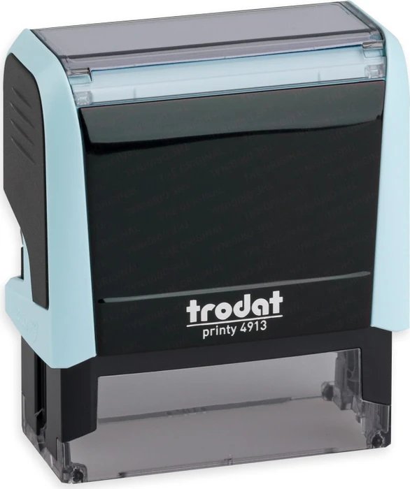 trodat printy 4913 4.0 Textstempel mit individueller Textplatte Pastell Edition, 58x22mm, schwarz/pastellblau