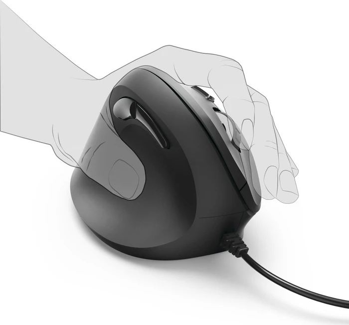 Hama EMC-500L Vertical Maus schwarz, Linkshänder, USB