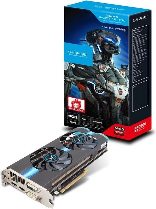 Sapphire Vapor-X Radeon R7 370, 4GB GDDR5, 2x DVI, HDMI, DP, lite retail