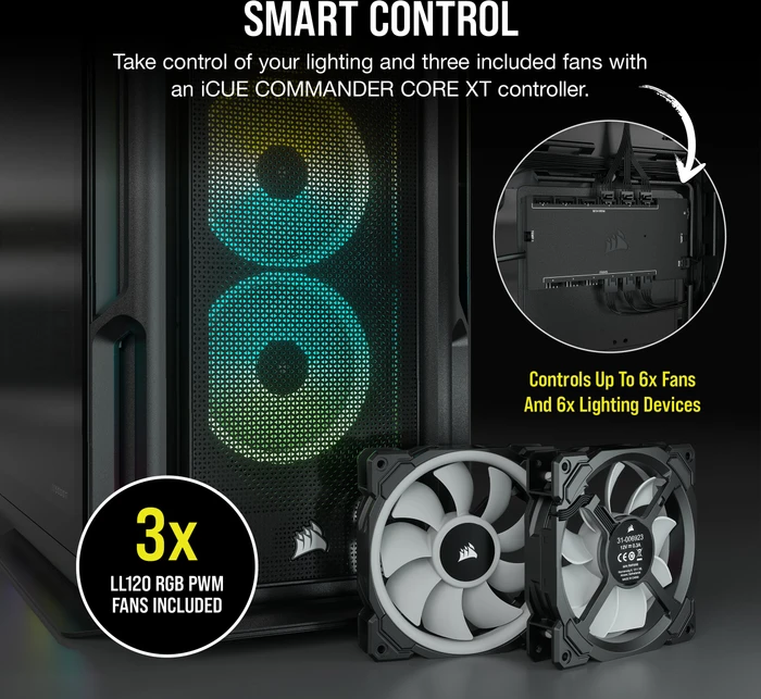 Corsair iCue 5000T RGB TG, schwarz, Glasfenster
