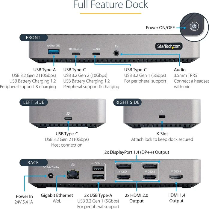 StarTech Triple Monitor Docking Station, USB-C 3.1 [Buchse]