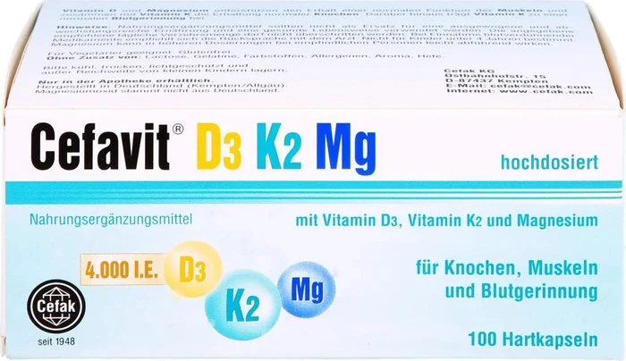 Cefak Cefavit D3 K2 Mg 4.000 I.E. Hartkapseln, 100 Stück