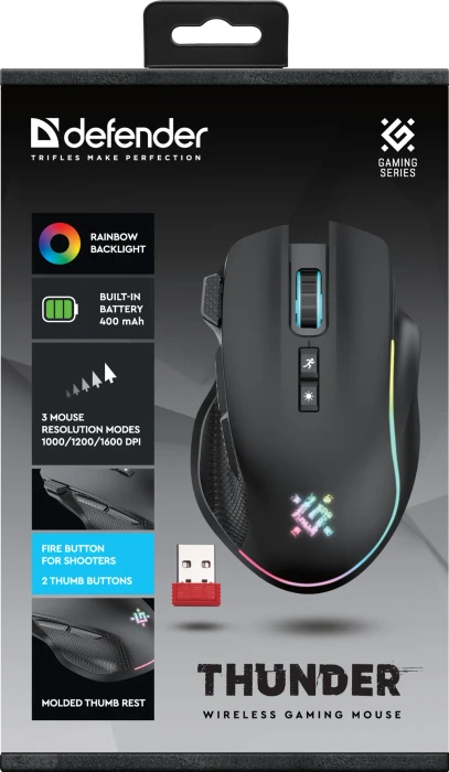 Defender Thunder GM-213 Wireless Gaming Mouse schwarz, USB
