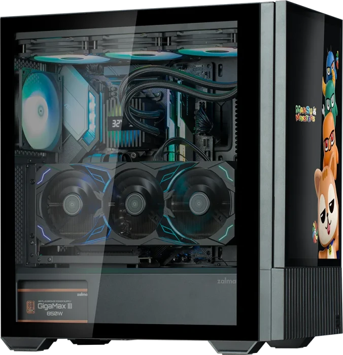 Zalman Z10 DS, schwarz, Display, Glasfenster