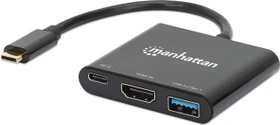 Manhattan USB-C to HDMI 3-in-1 Docking Converter with Power Delivery, USB-C 3.0 [Stecker] (130622)
