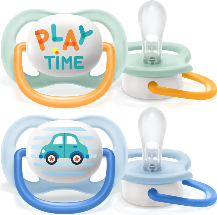Philips Avent SCF080/09 Ultra Air Beruhigungsschnuller, 0-6M, Silikon, happy, 4 Stück