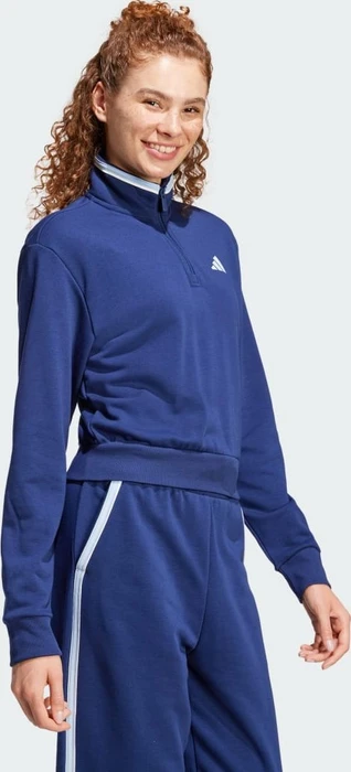 adidas Essentials Color Pop French Terry Crop Quarter-Zip Originals Sweatshirt dark blue (Damen)