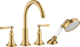 Hansgrohe Axor Montreux 4-Loch Wannenrandarmatur mit Hebelgriffen brushed goldoptik