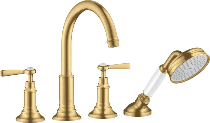 Hansgrohe Axor Montreux 4-Loch Wannenrandarmatur mit Hebelgriffen brushed goldoptik
