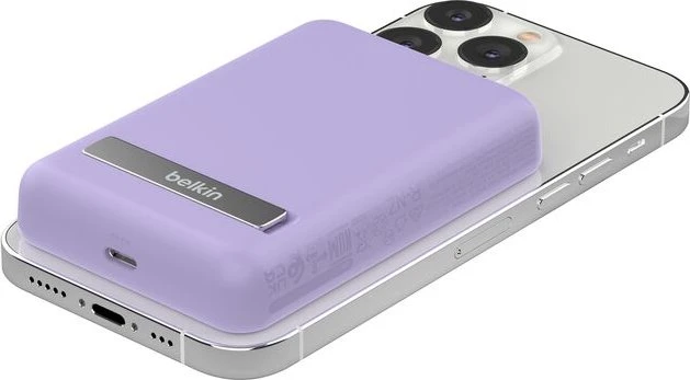 Belkin BoostCharge Magnetic Wireless Power Bank 5K + Stand violett